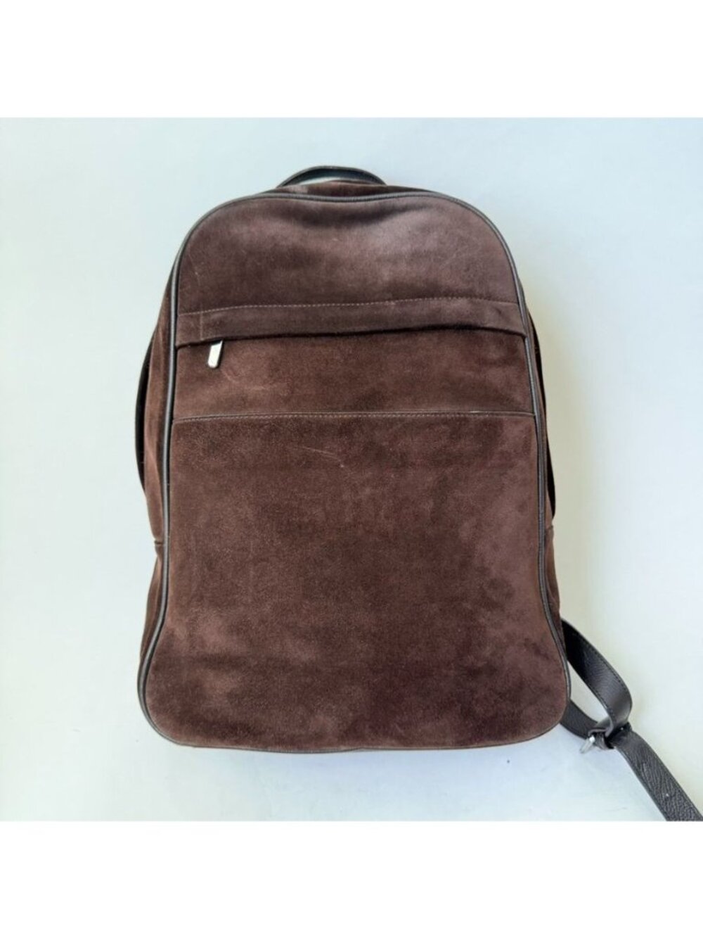 Suitsupply Brown Backpack Leather Trim Adjustable Straps Business Travel